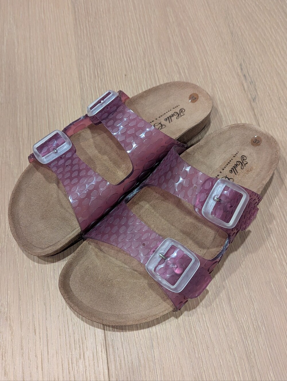 Women's Pink Double-Buckle Slide Sandals